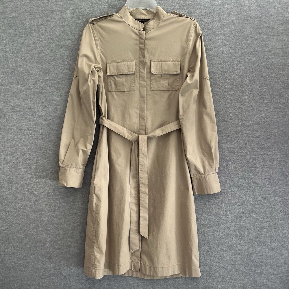 Brooks Brothers Trench Style Dress Size 4 Preppy Old Money Belted Shirtdress